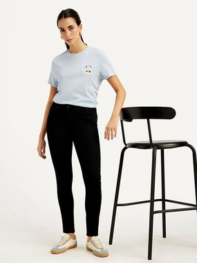 Women's 711 Black Skinny Fit Mid Rise Jeans Abrasion Resistance Adaptive Stretch Fabric