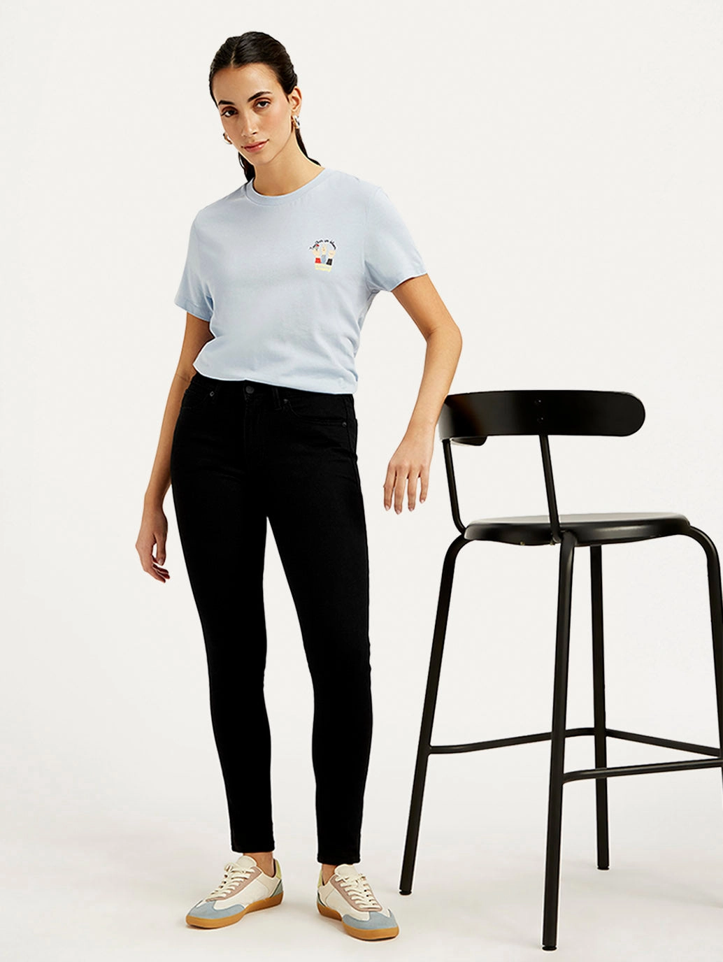 Women's 711 Black Skinny Fit Mid Rise Jeans Style Match