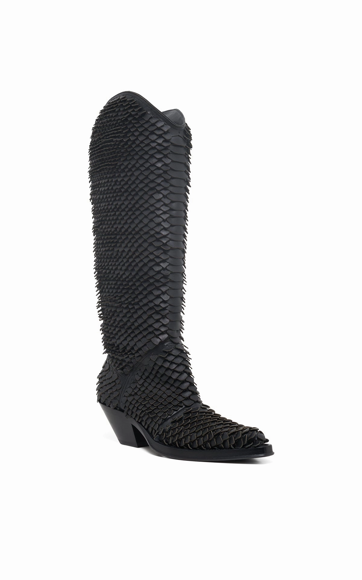 Capitana Cowboy Boot in Black Leather Snake Scales Classic Touch Trendy Look