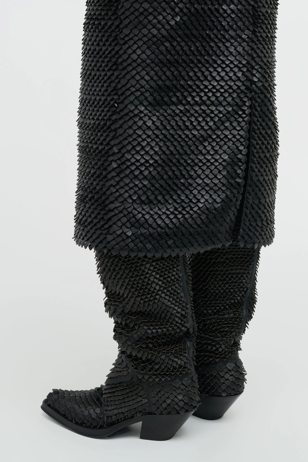 Athletic Wear Cabin Cozy Capitana Cowboy Boot in Black Leather Snake Scales