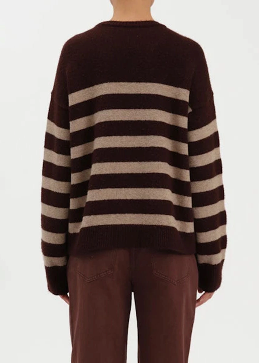 Everyday Fit Snug & Stylish Carlyle Everyday Crewneck Sweater - Brown Oat Stripe