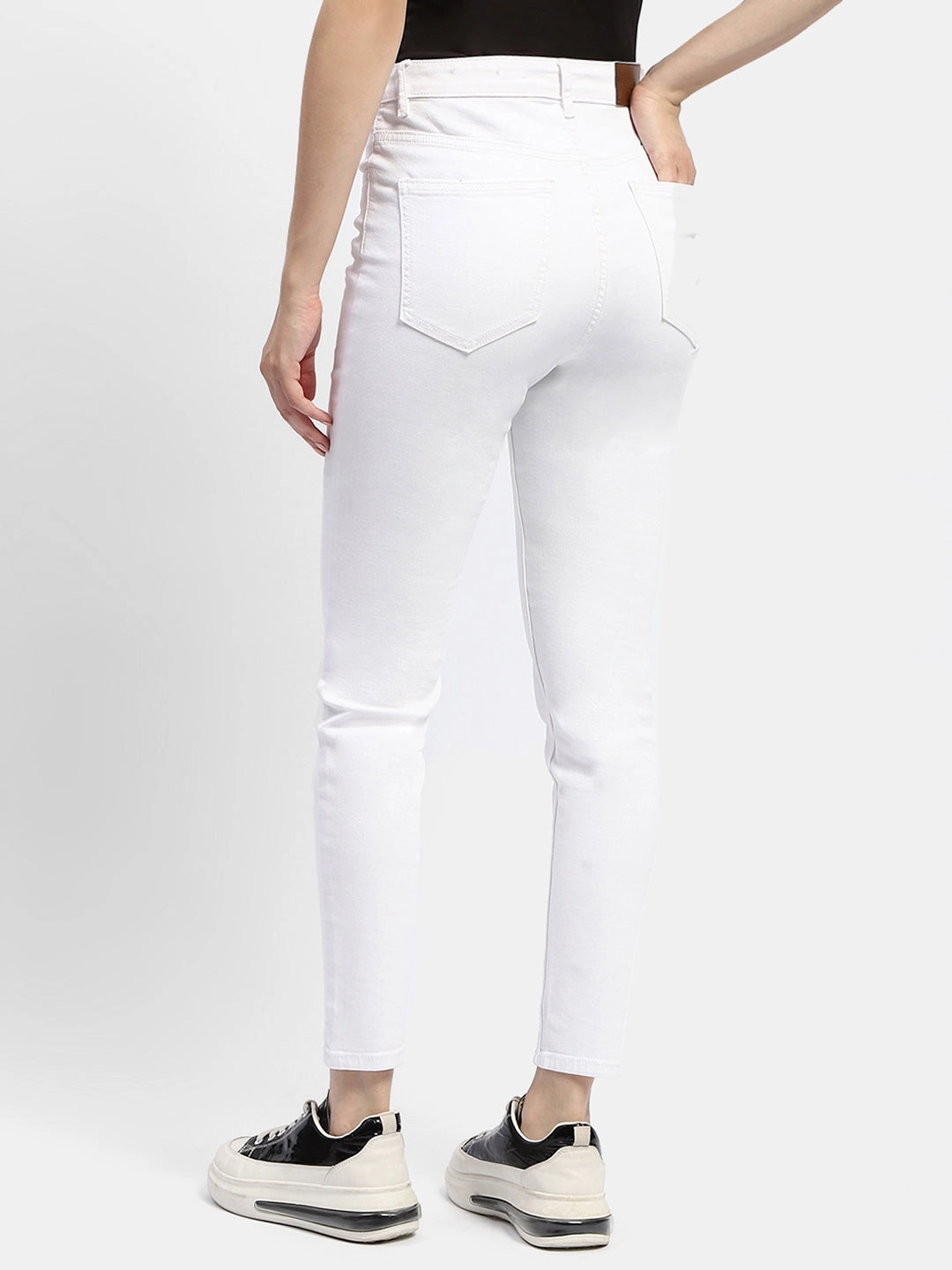 Madame Solid White Slim Fit Denim Jeans Simple Touch