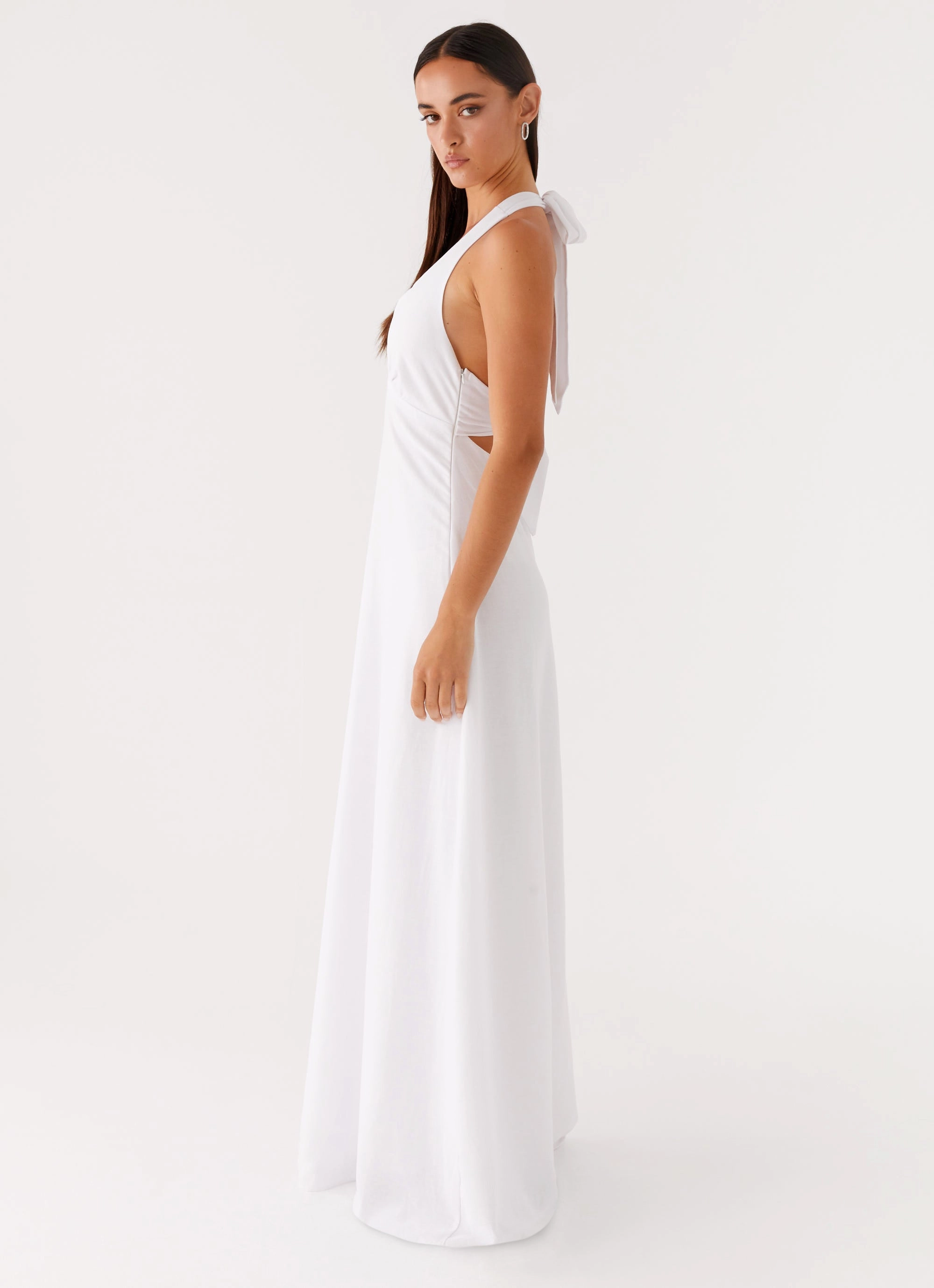 Heavy Hearted Linen Maxi Dress - White Neutral Base All-Day Comfort Wear