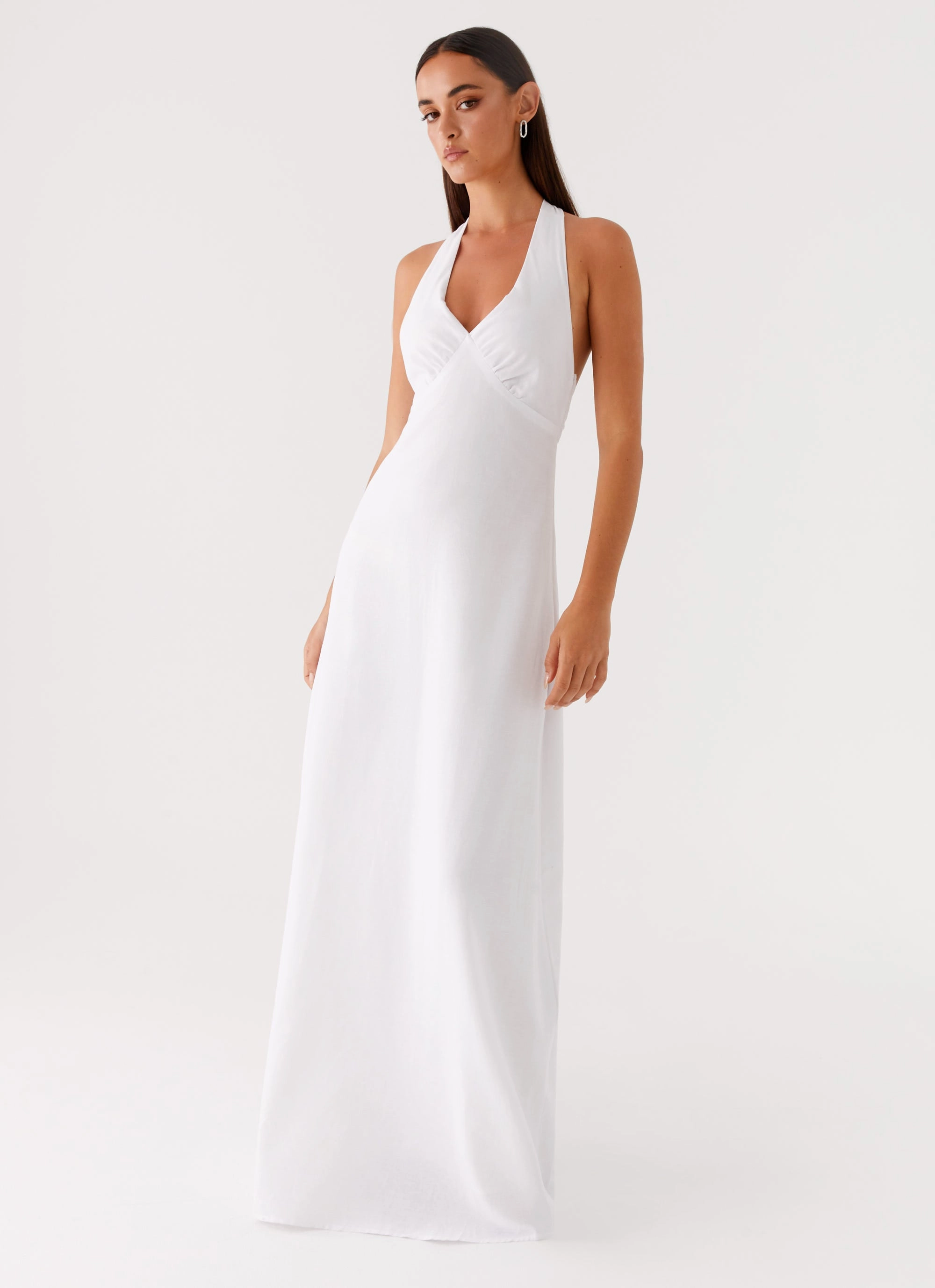 Heavy Hearted Linen Maxi Dress - White Day Outfit