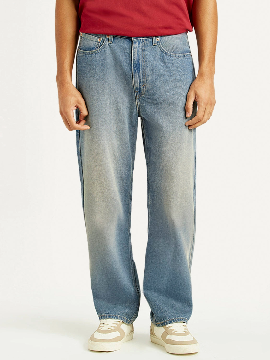 Men's 565 Light Blue Loose Fit Mid Rise Jeans Classic Five Pocket Design