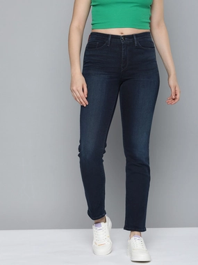 Casual Essentials Women's Redloop 312 Blue Straight Fit Mid Rise Jeans