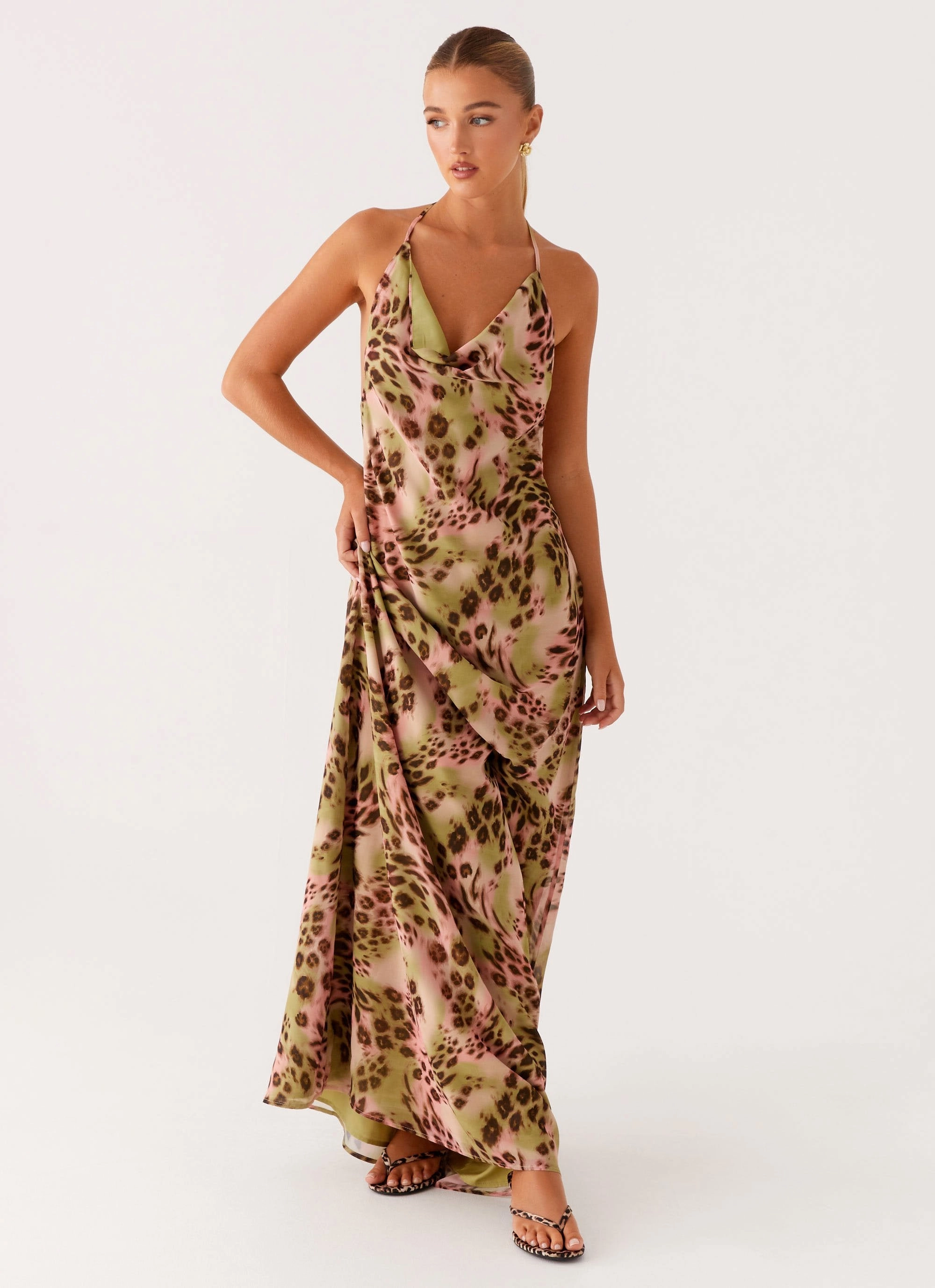 Austeja Maxi Dress - Swirl Leo Linen Soft Unique Print