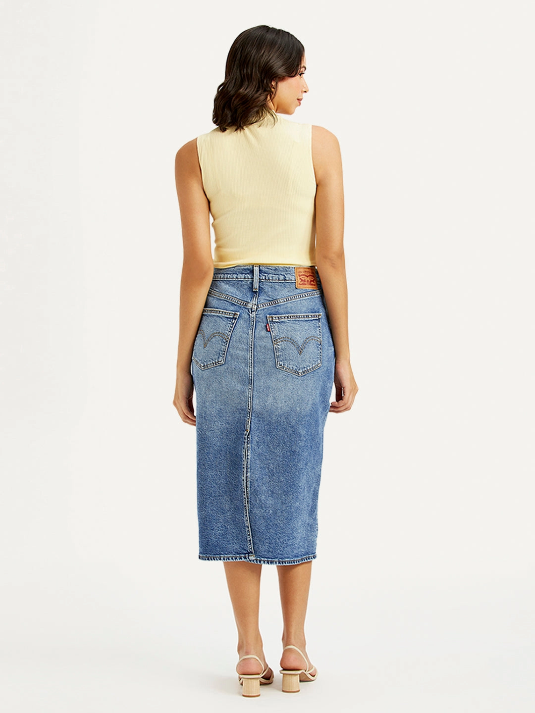 light colors Women's High Rise Blue Straight Fit Skirt