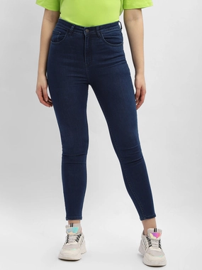 Modern Vibes Madame Solid Mid Blue Skinny Fit Denim Jeans