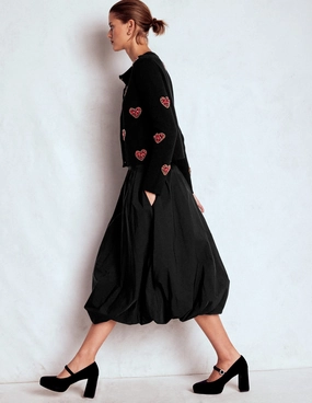 Bubble Hem Midi Skirt-Black Outfit Moodboard Refined Mood