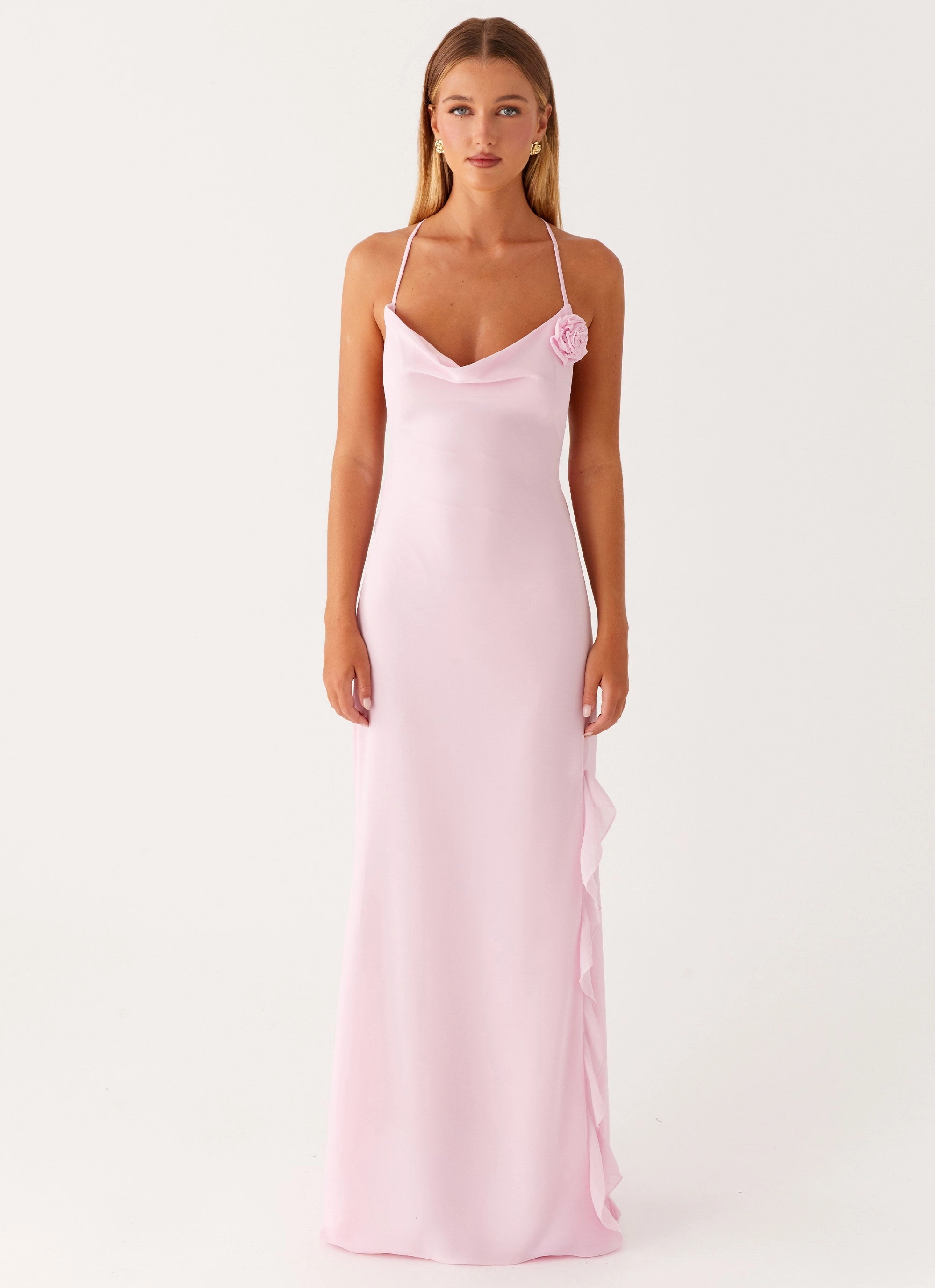 Bodycon-Fit First Class Maxi Dress - Pink
