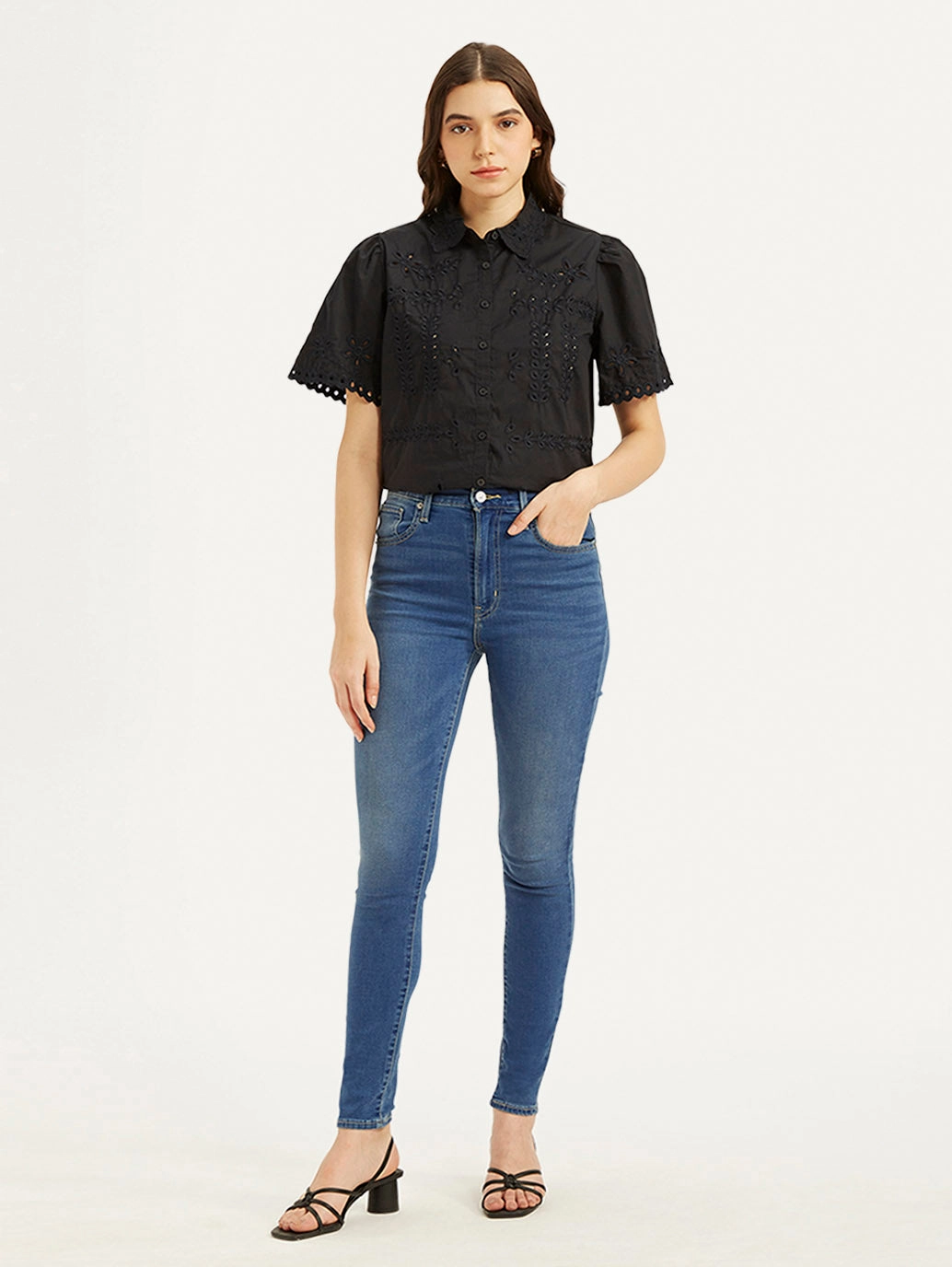 Smooth Loose Versatile Women's Blue Mile High Wide Leg Fit High Rise Jeans