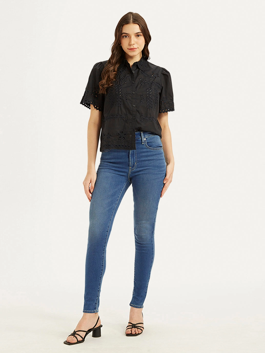 Comfortable Design Look Blended Style Women's Blue Mile High Wide Leg Fit High Rise Jeans