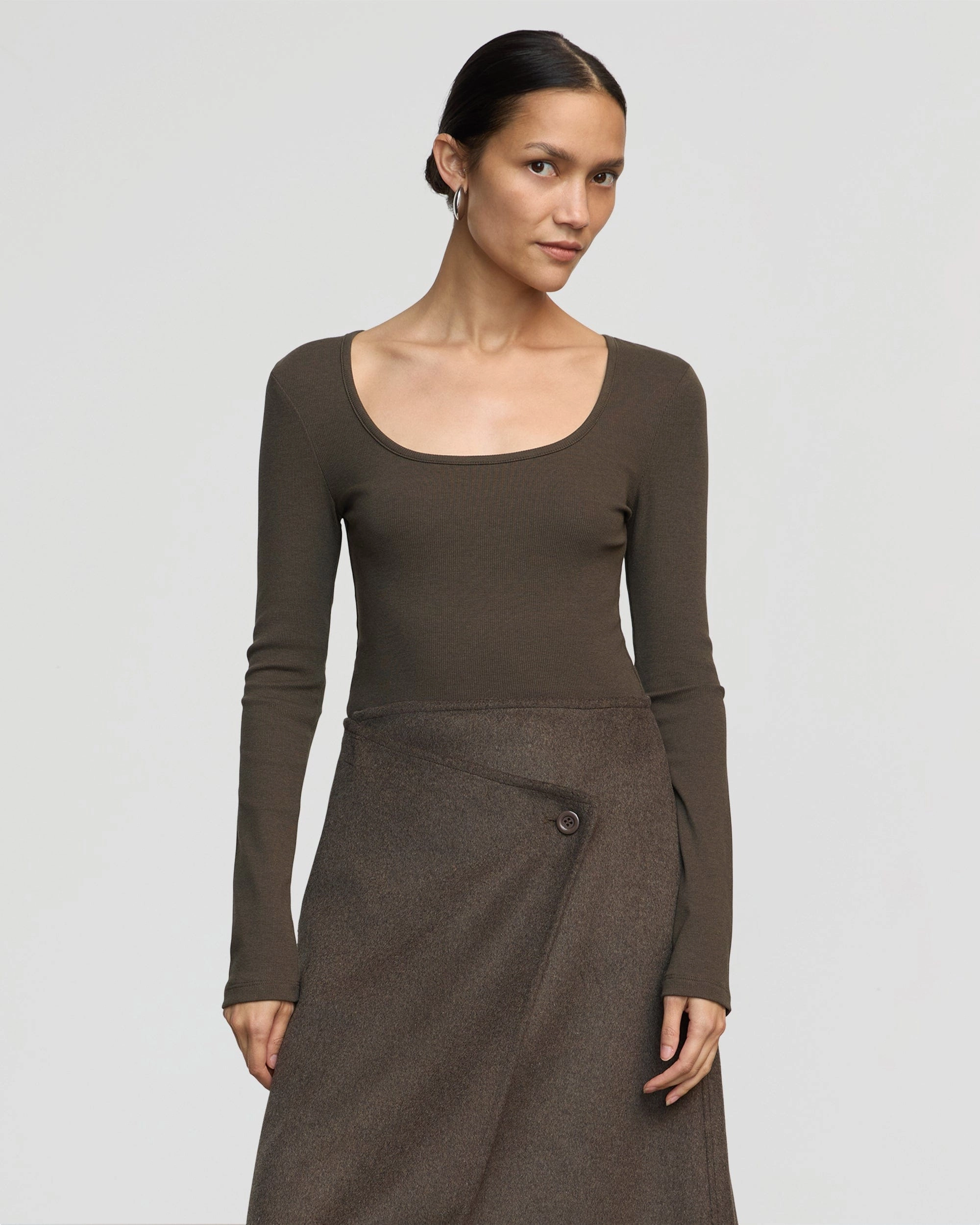 Rosa Ribbed Scoop-Neck Tee Water Based Ink Washable fabric