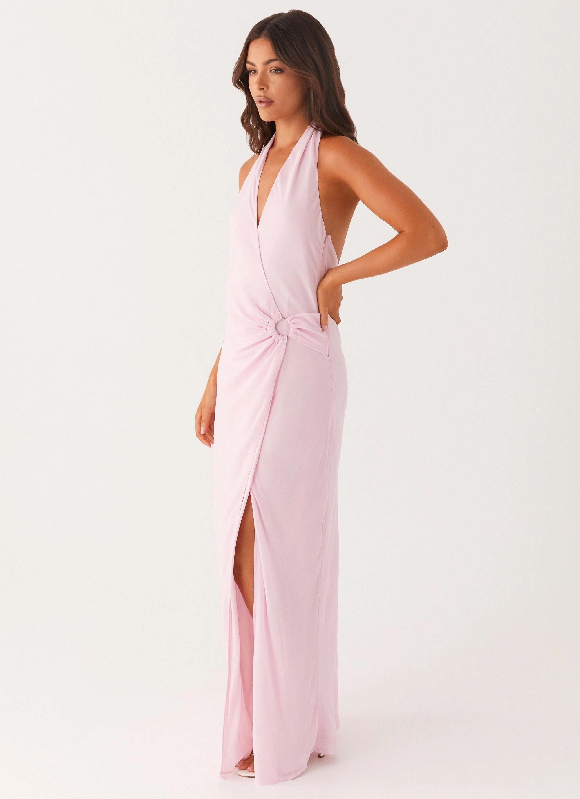 Somebody To You Maxi Dress - Pastel Pink Curvy Glam Vibe Choice