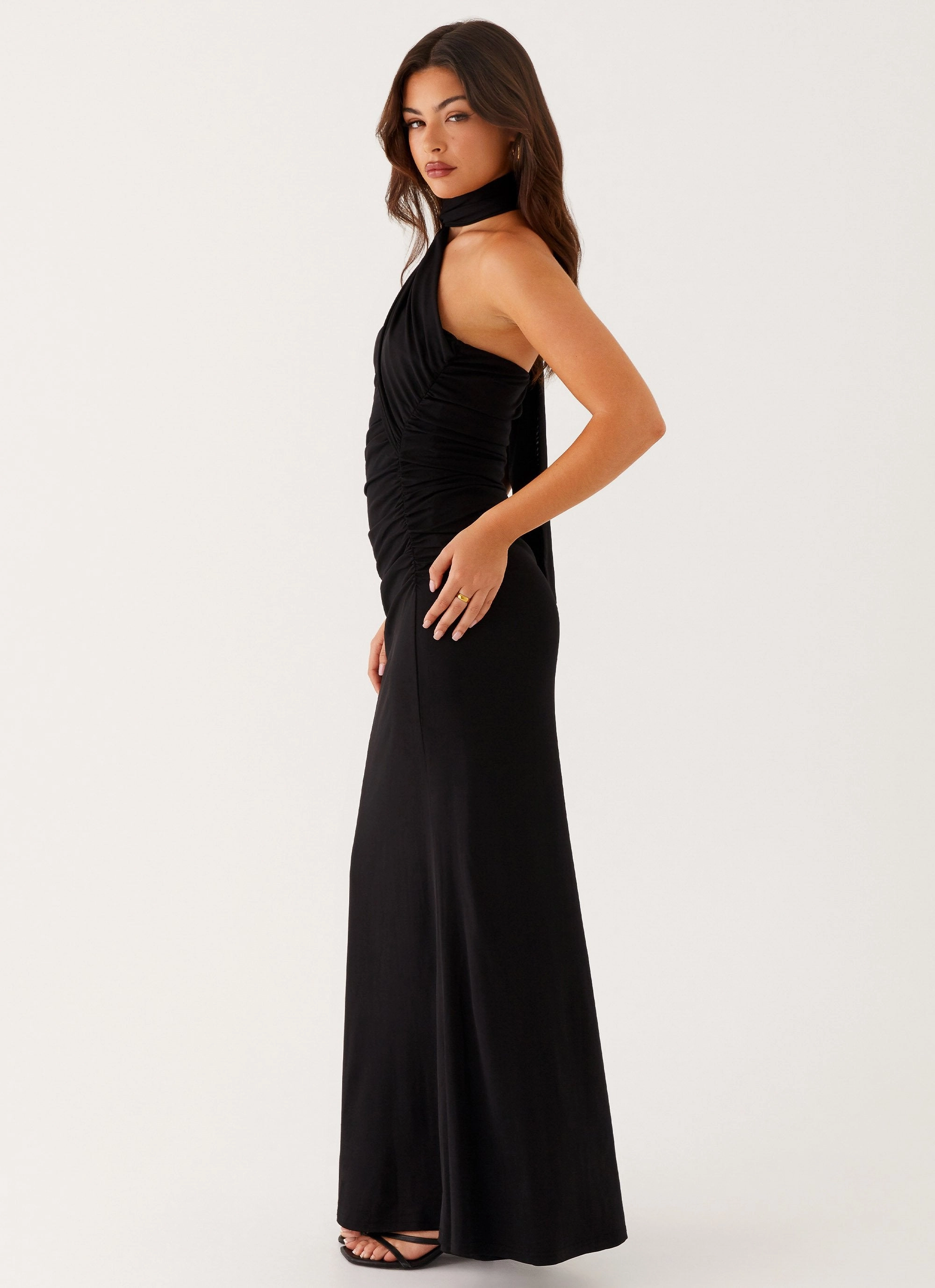 Adjustable-Straps Nature Bloom Songbird Maxi Dress - Black