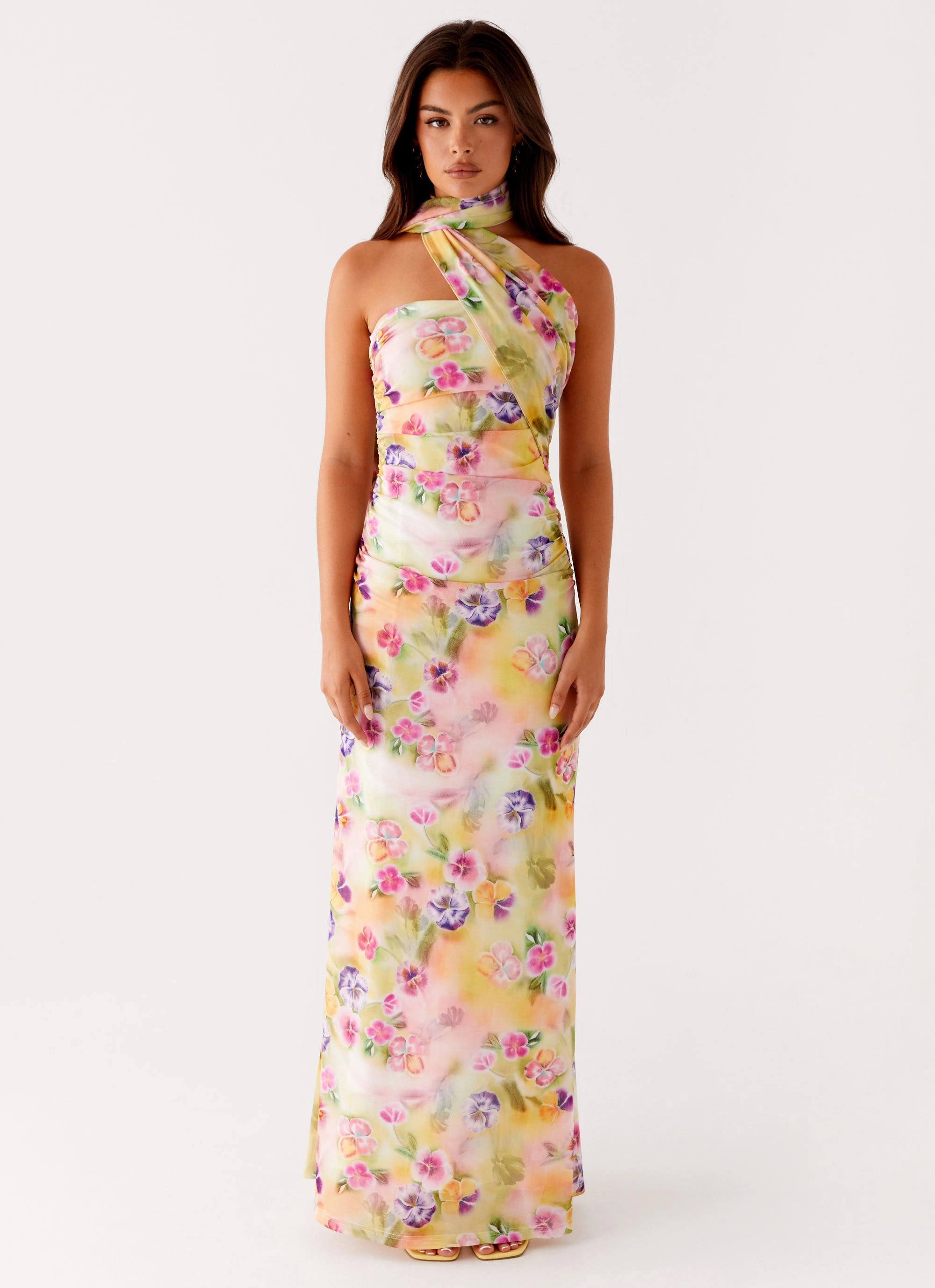 Songbird Maxi Dress - Sunburst Floral Mesh-Sleeve Comfortable Shape