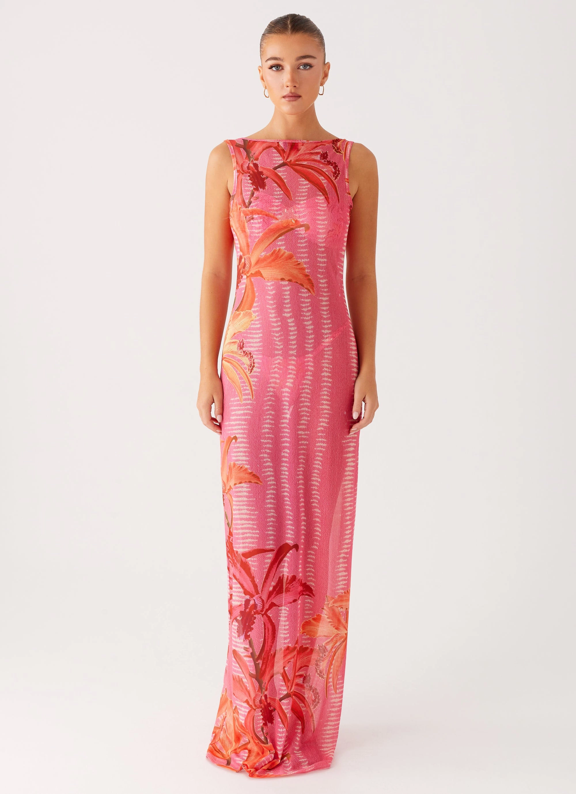 Sorella Maxi Dress - Tropical Pink Print Lightweight and Breezy
