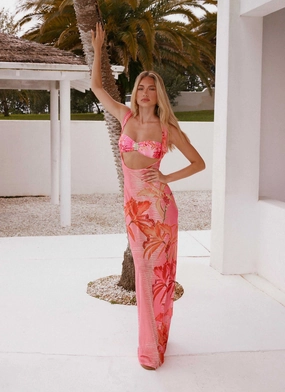 Silky Mood Sorella Maxi Dress - Tropical Pink Print