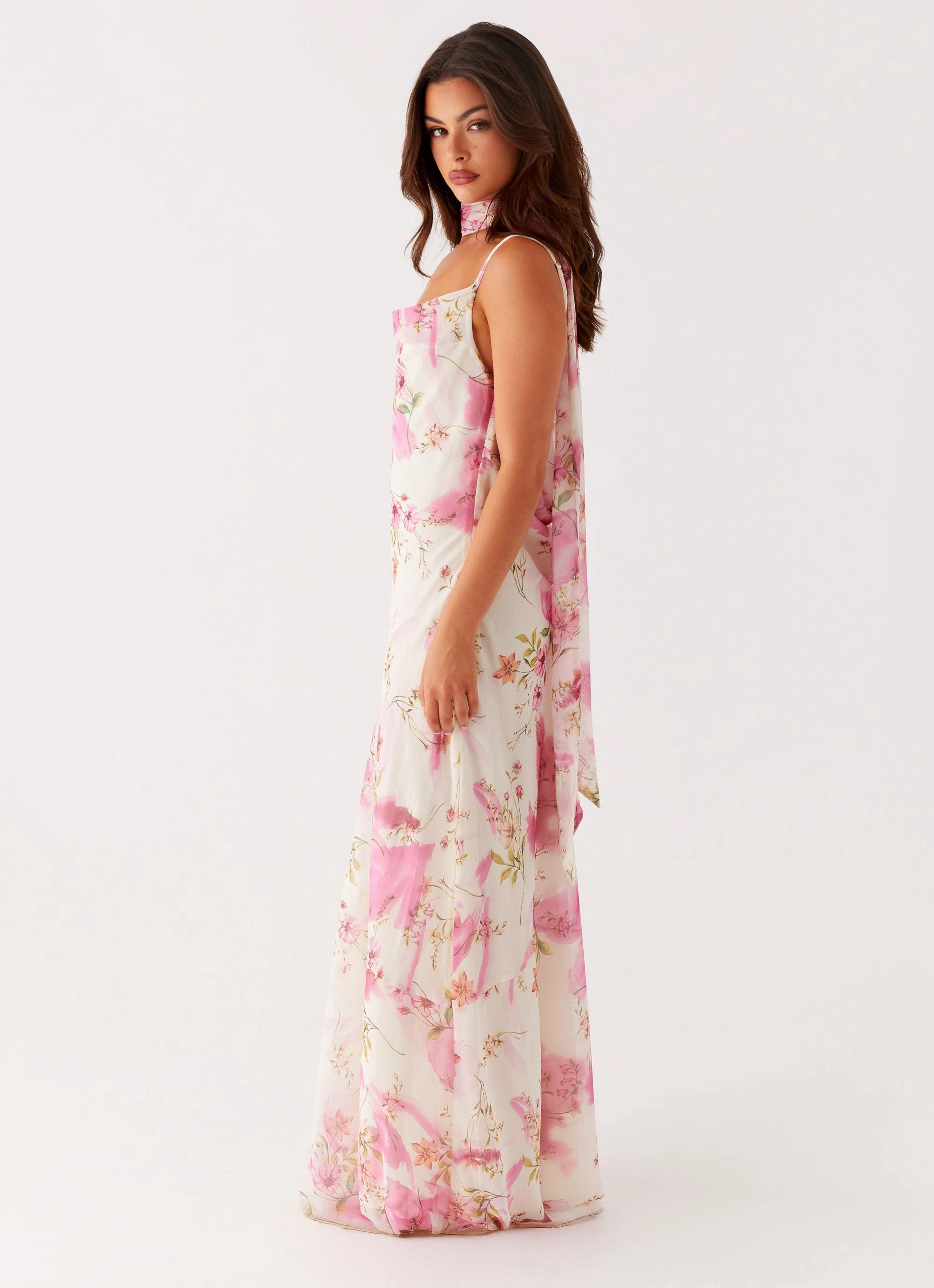 Spencer Maxi Dress - Ivory Floral Print Soft Shape Calm Aesthetic