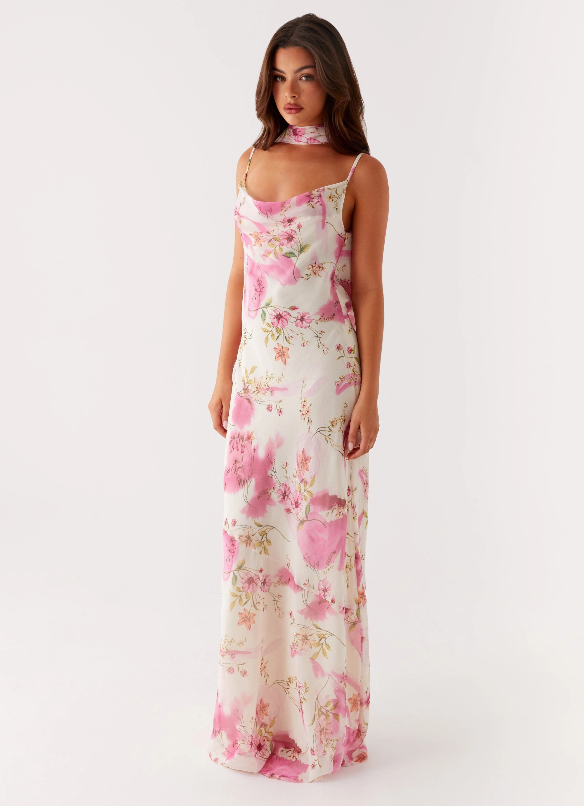 Spencer Maxi Dress - Ivory Floral Print Cozy Flex Comfy Shape