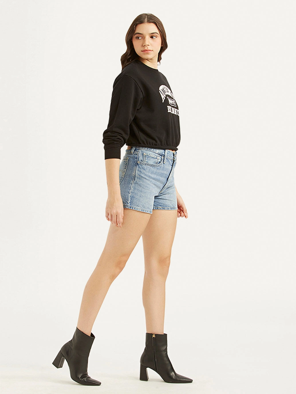 Women's High Rise Blue Regular Fit Shorts No Slip Grip MultiPocket Design