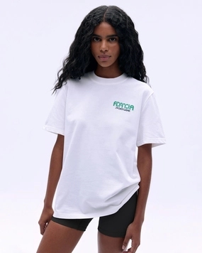 Sportswear Short Sleeve Oversized T-shirt - White/Jade Green Cozy Wear