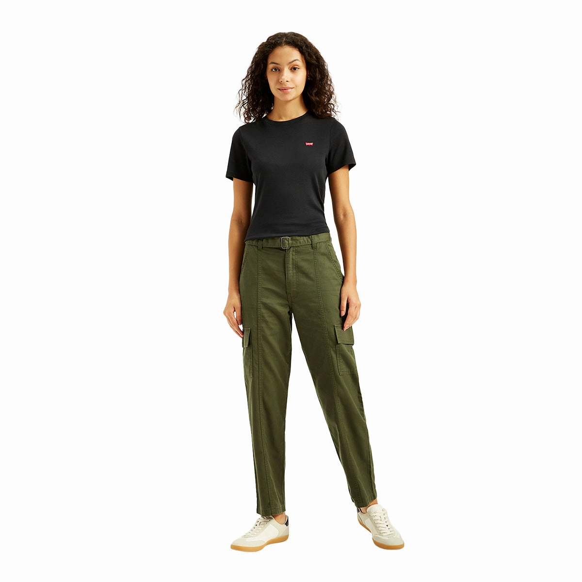 Women's Mid Rise Olive?Regular Fit Cargo Trousers Casual Comfort Layers QuickDryTech