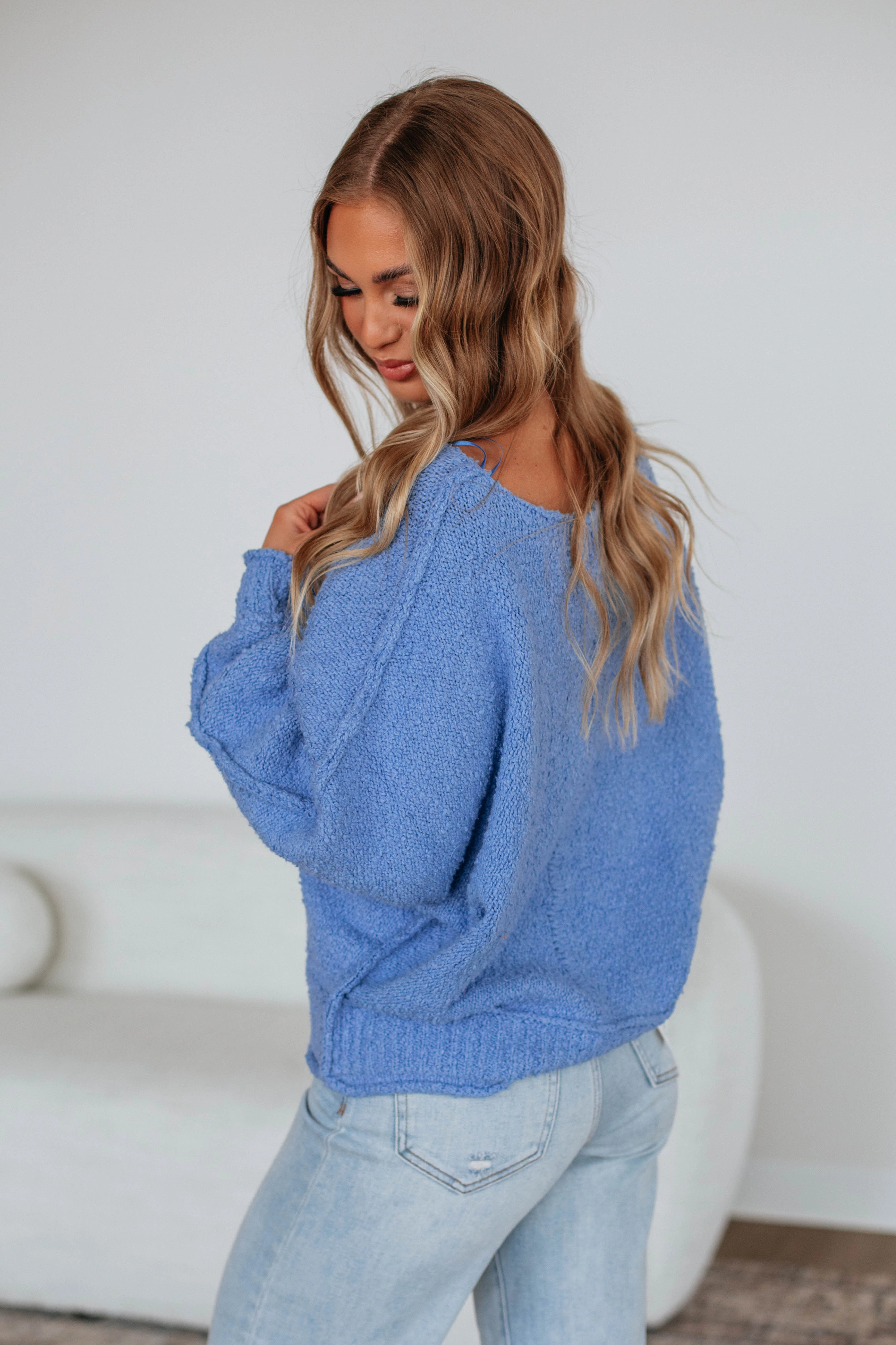 Haven Sweater - Cornflower Blue Cozy Fabric Friction Resistant Edging