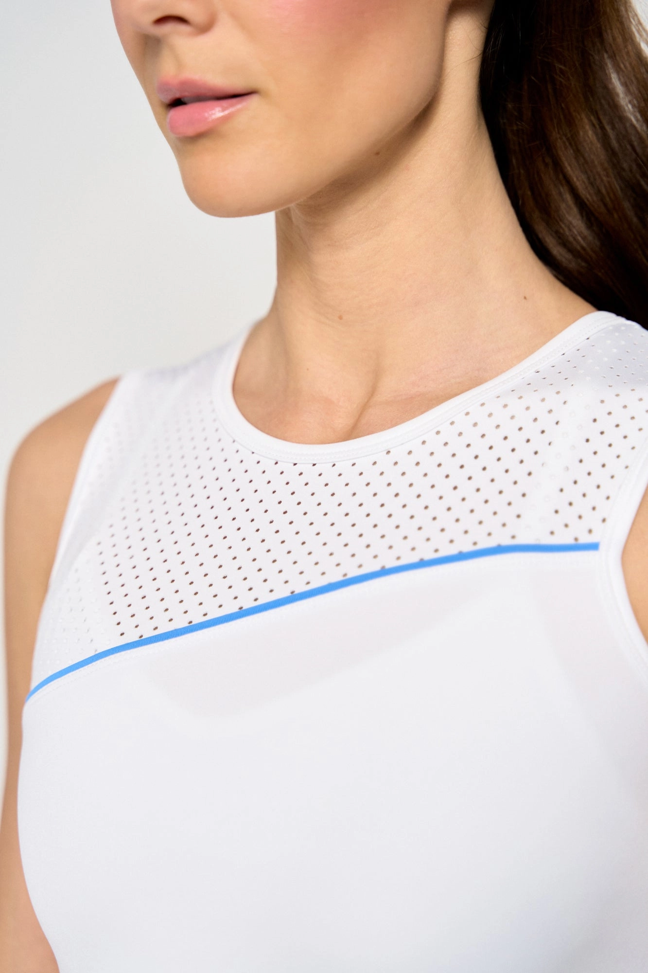 Luxury Yarn Dyed Fabric Sporty Tank - White/Blue Sky