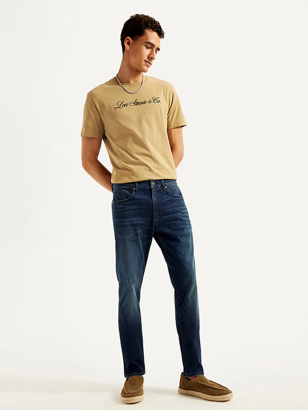 Men's Redloop 512 Dark Blue Slim Tapered Fit Mid Rise Jeans Artist Vibe Smooth Light Touch