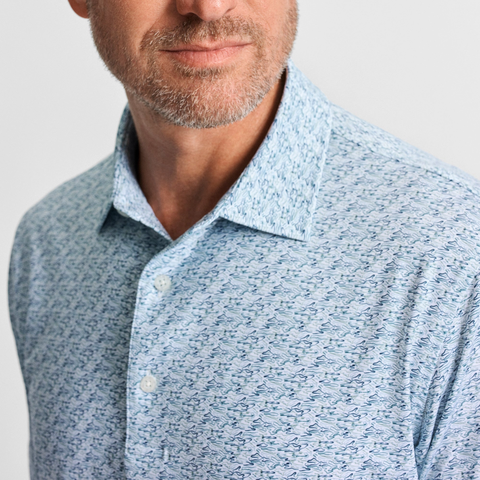 Simple Layer WrinkleResistant Finish Ripple Effect Printed Performance Polo