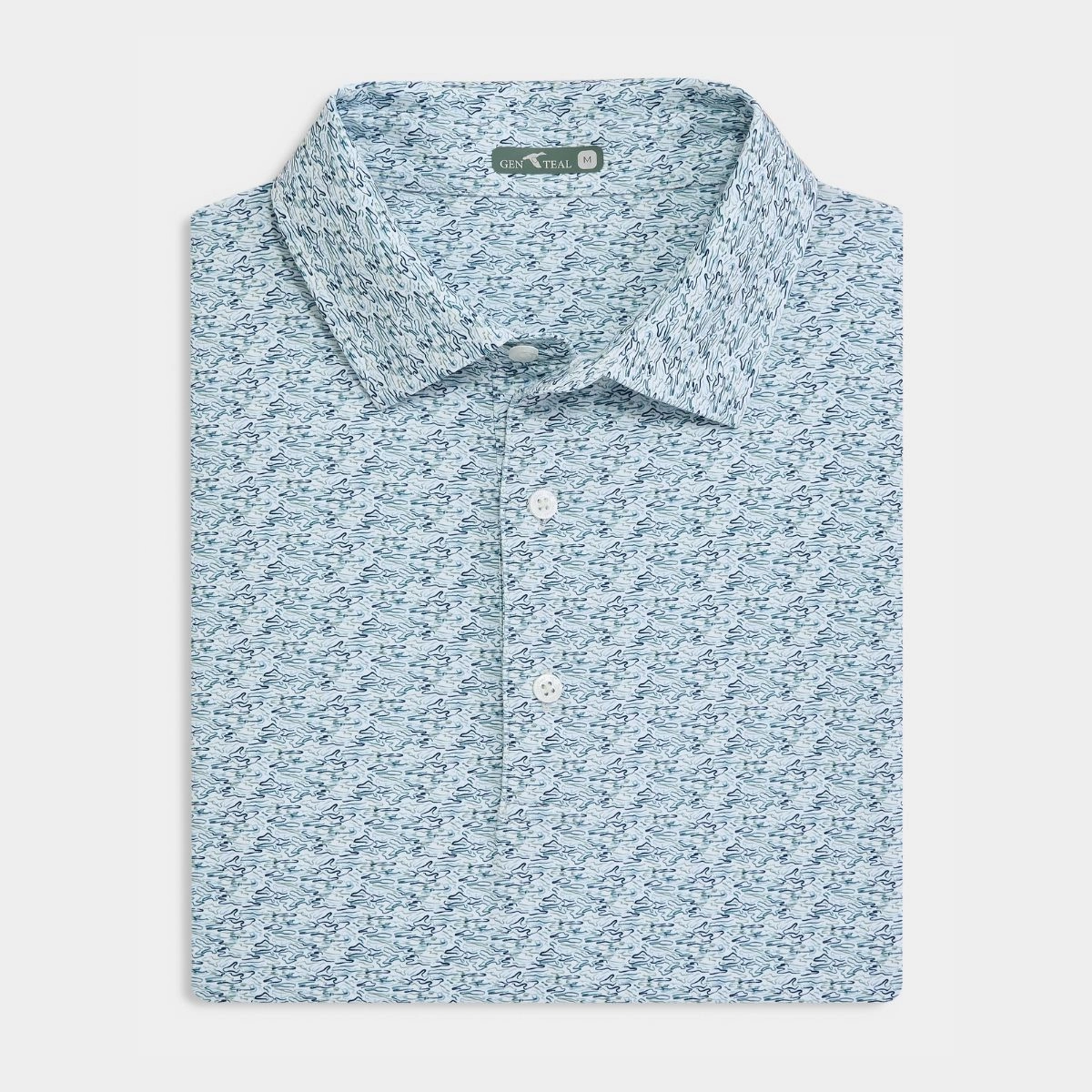 Ripple Effect Printed Performance Polo DoubleLayered Fabric