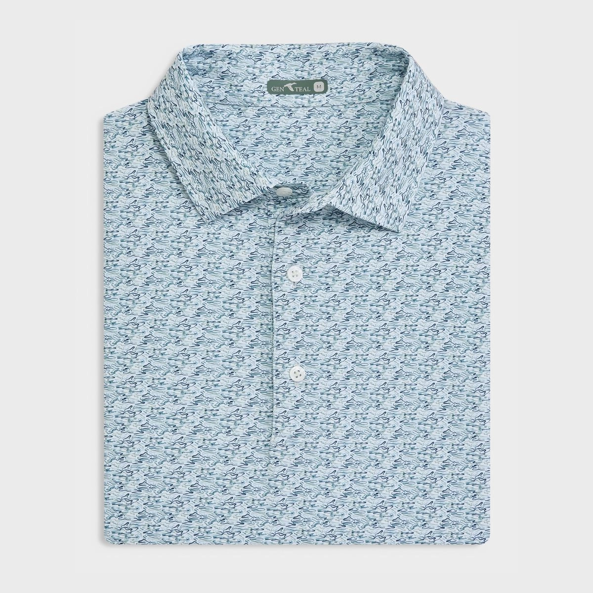 All-day Comfort Interlock Cotton Ripple Effect Printed Performance Polo