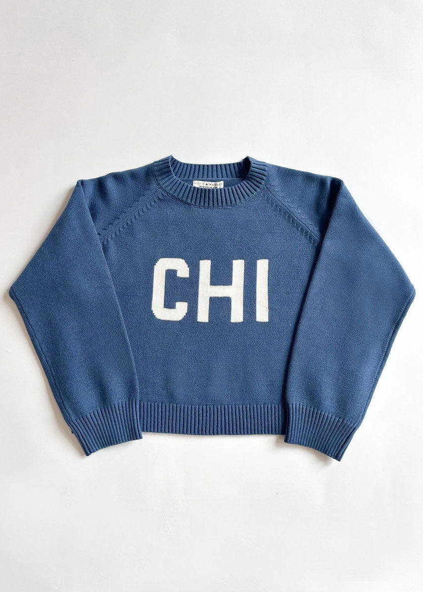 Chi Crop Sweater - Blue Easy Movement Soft Design
