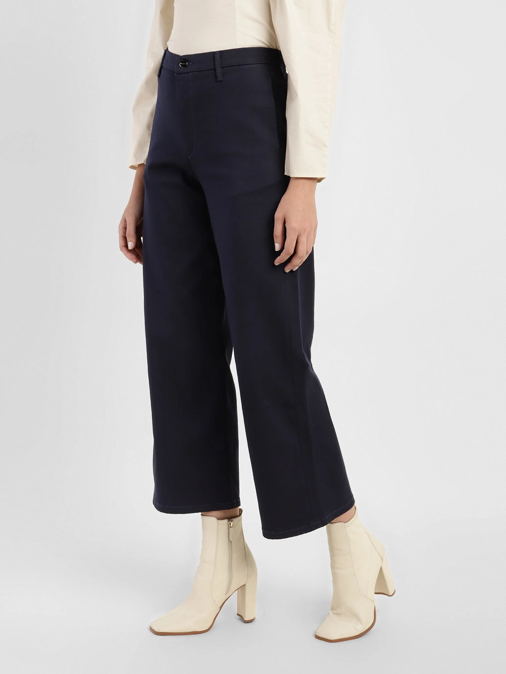 City Ready Straight Cut Women's Blue Ribcage Bell Bottom Wide Leg Fit High Rise Jeans