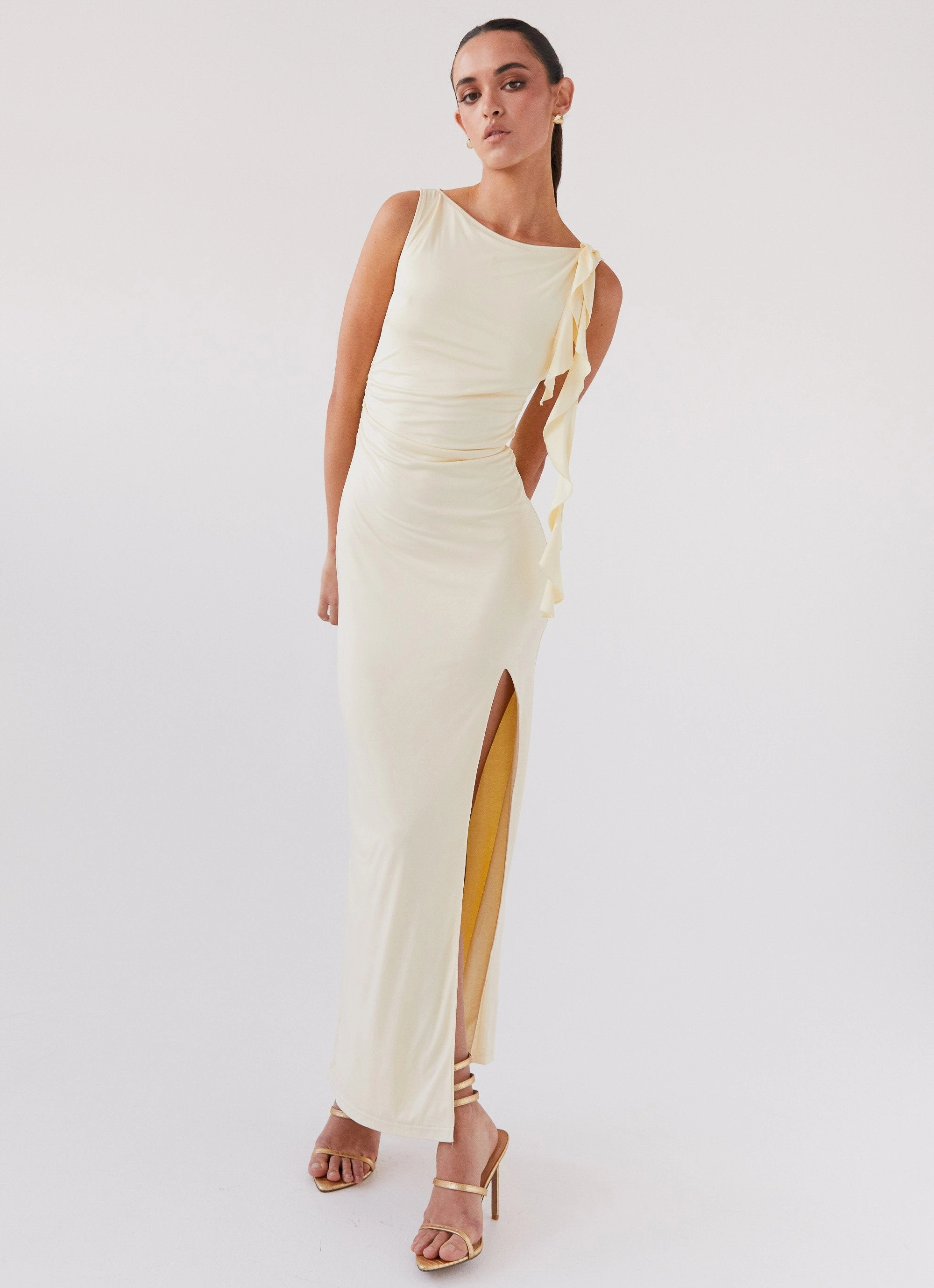 Reversible-Style Stay With Me Frill Maxi Dress - Buttercream