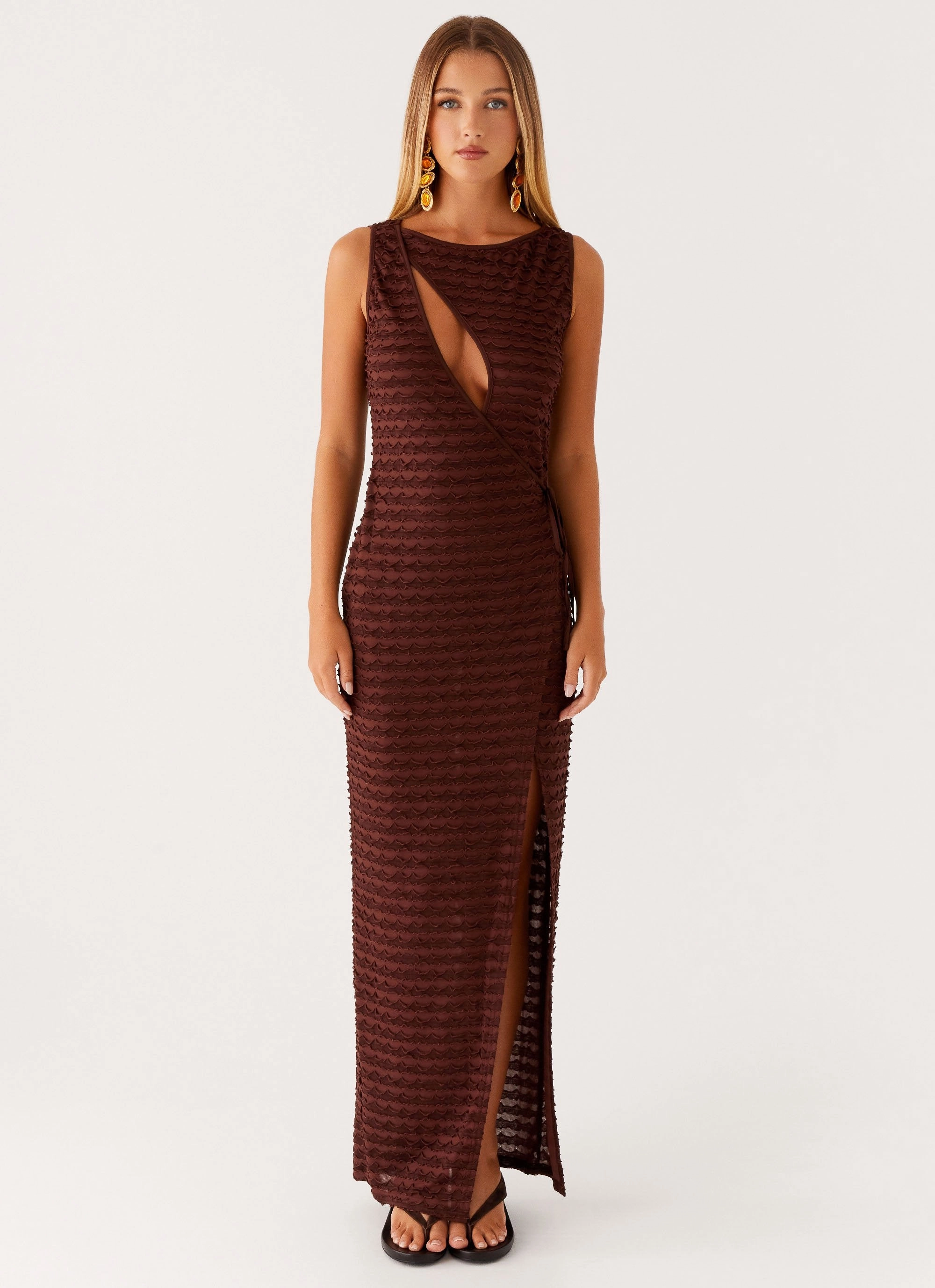 Sterling Wrap Maxi Dress - Chocolate Skin-friendly