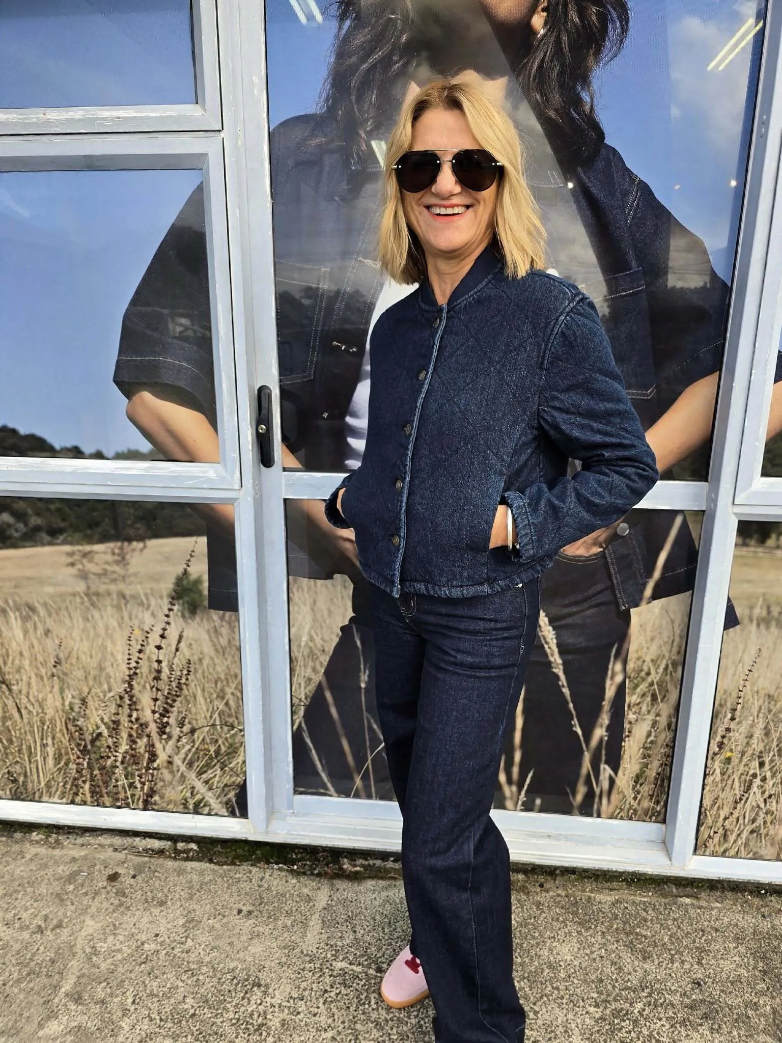 Fade Resistant Dye Method Shine On Label Niko Quilted Denim Bomber Jacket