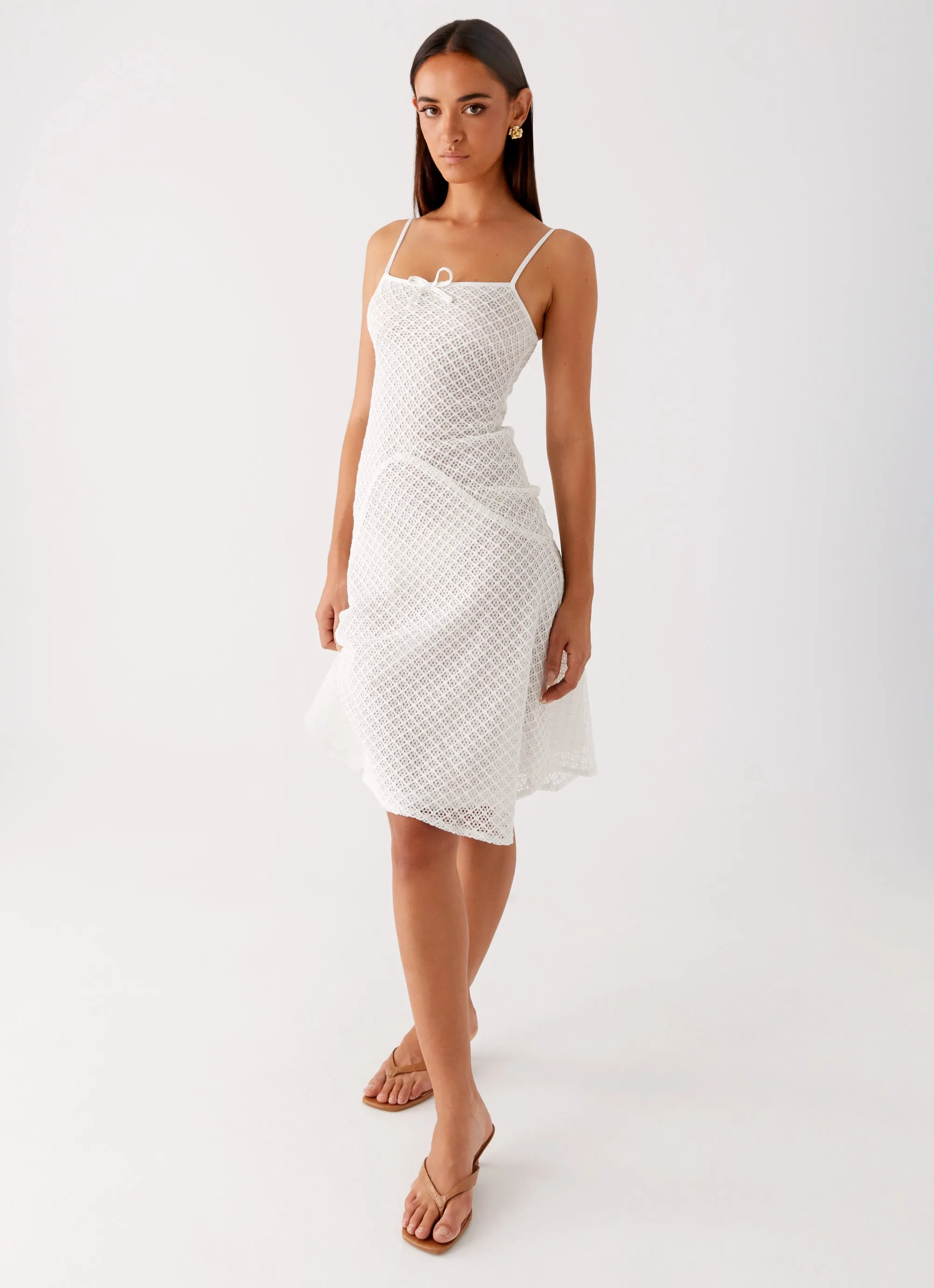 Tamar Midi Dress - White Tailored Piece Vibrant color dress