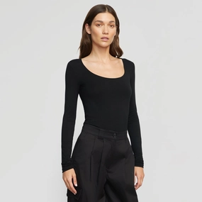 Casual Vibe Tear Resistant Knit Skyler Square-Neck Long-Sleeve Tee