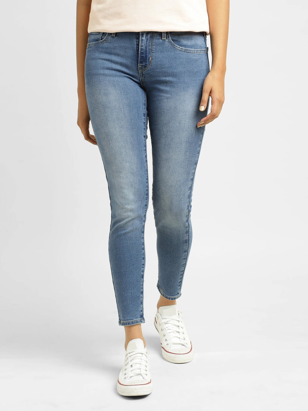 Luxury Textured Athlete Fit Outfit Routine Women's 710 Blue Skinny Fit Mid Rise Jeans