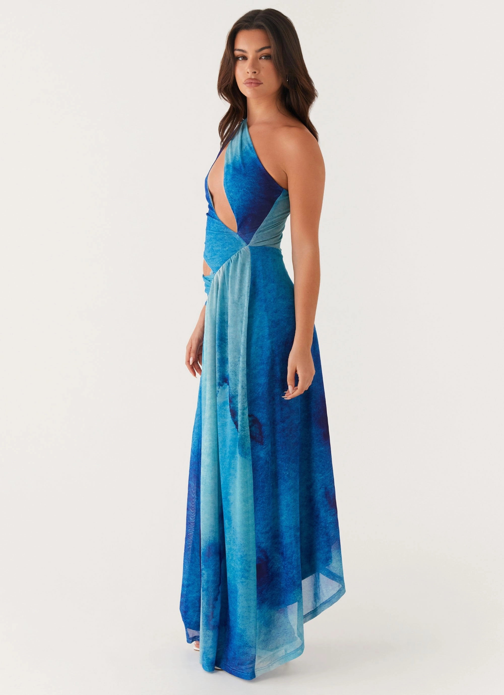 Skin-friendly Blinded Maxi Dress - Blue Tie Dye