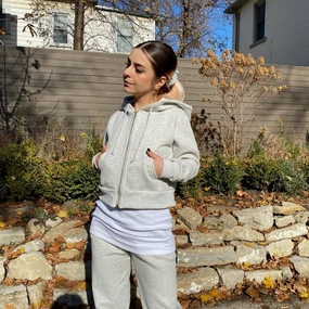 GIRLFRIEND Crop Zip Hoodie Trendy Layer Anti Pilling