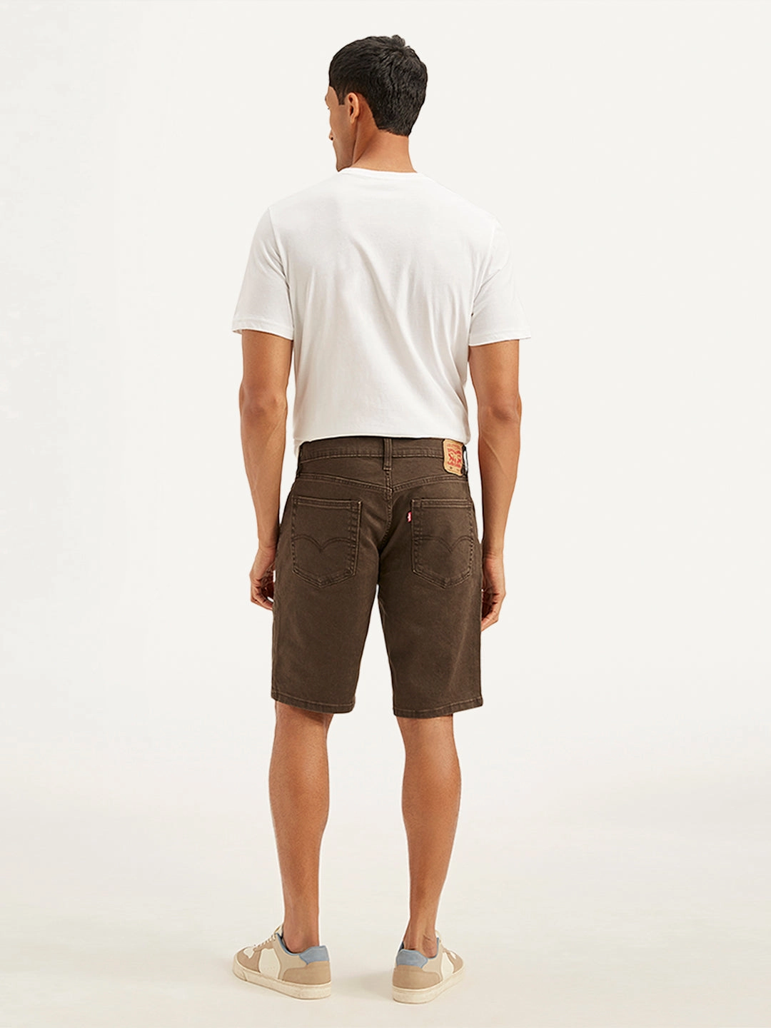 Men's Brown Tapered Shorts Faux Leather