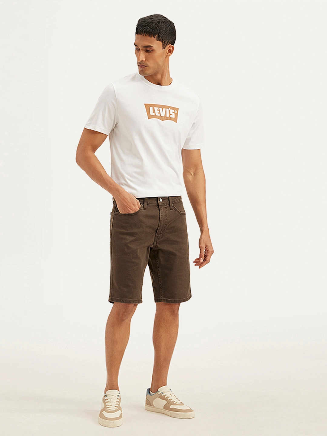 Men's Brown Tapered Shorts color - fast