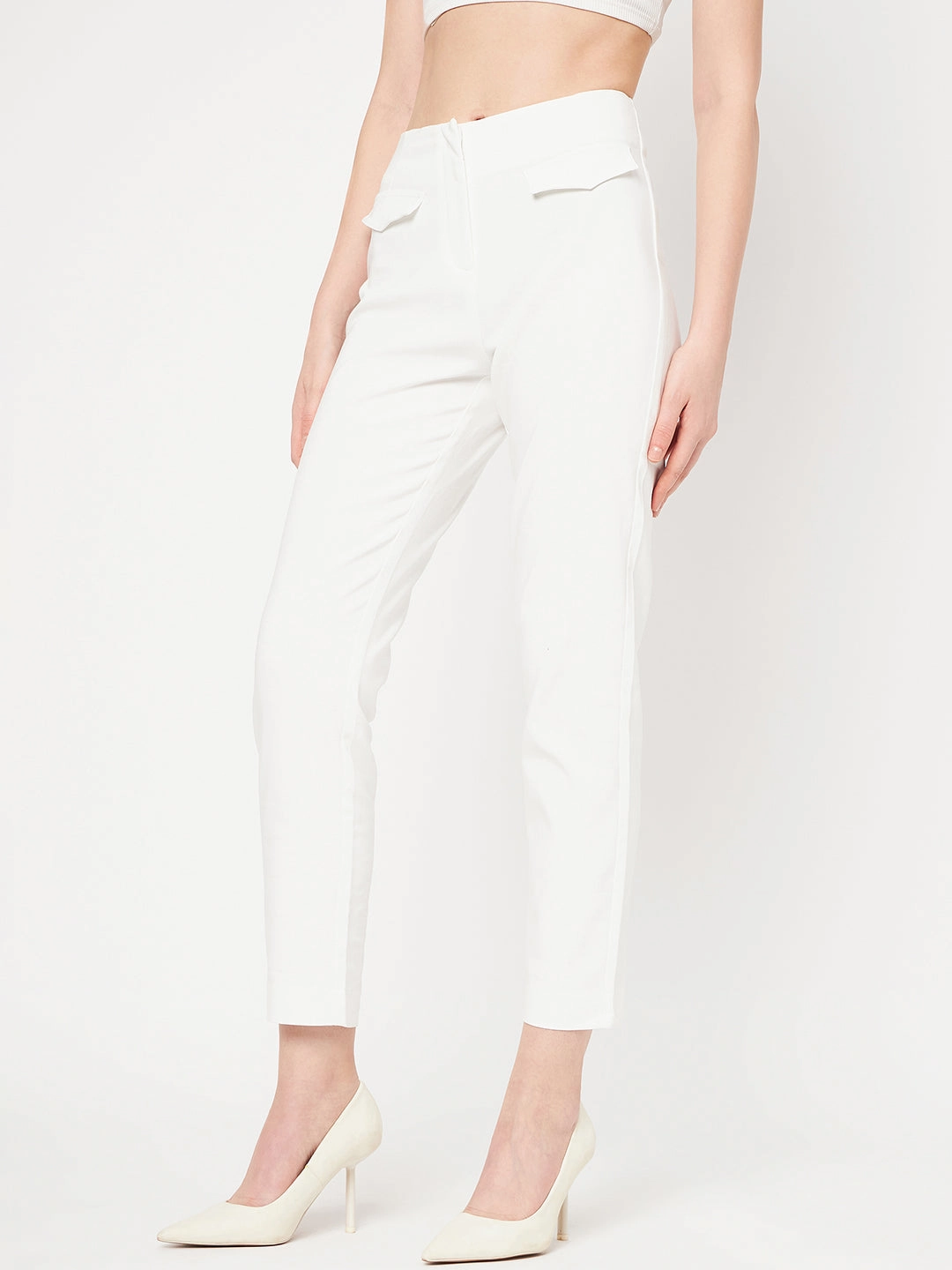 Essential Layer Madame White Solid Trouser