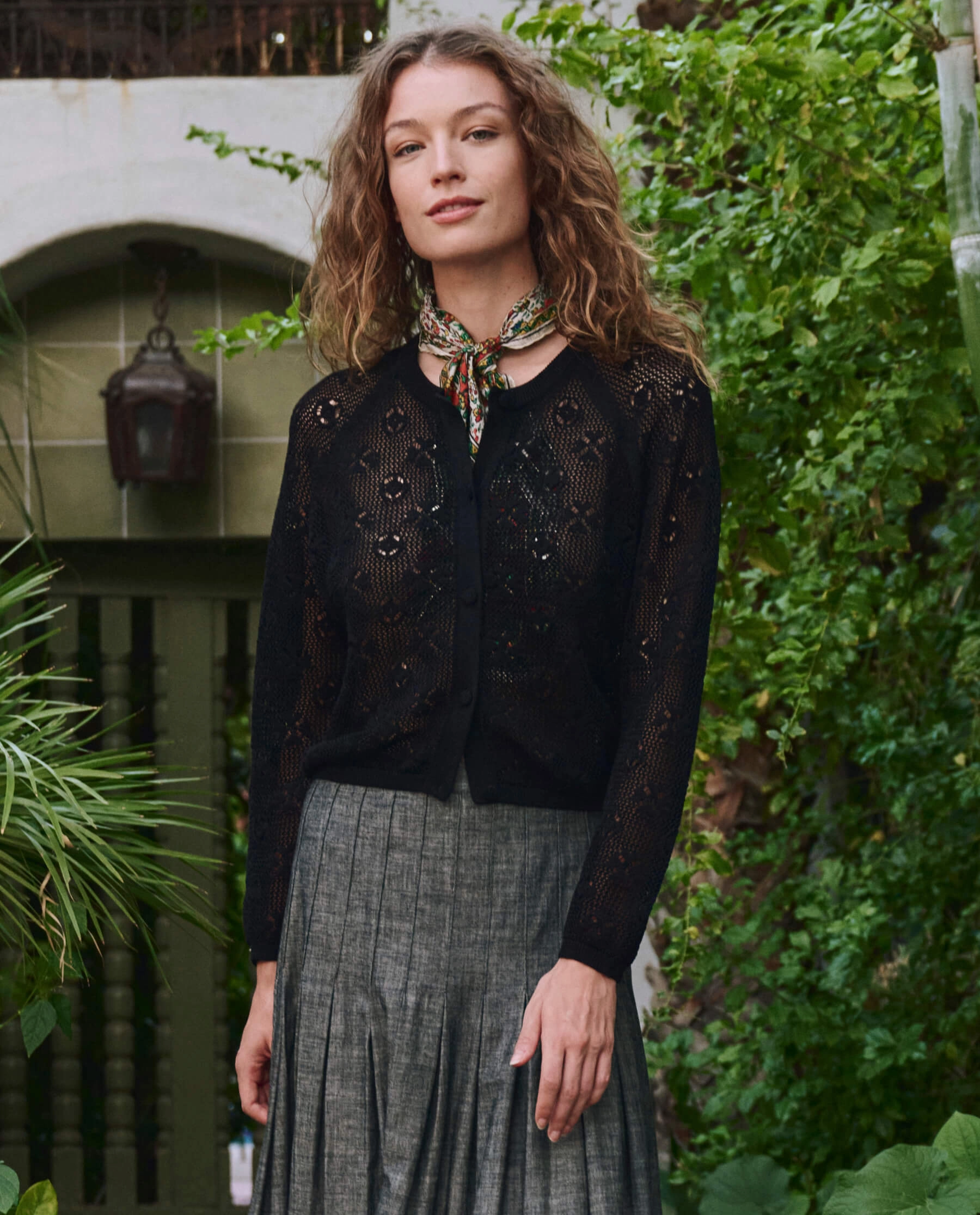 The Crochet Cardigan. -- Black Anti Snag Threadwork Oversized Fit