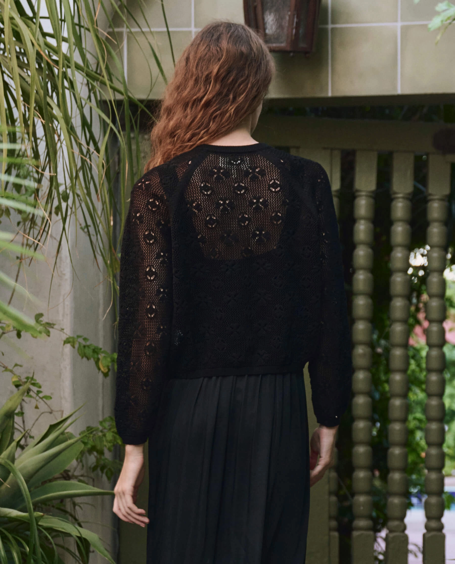 Cold Day Look The Crochet Cardigan. -- Black