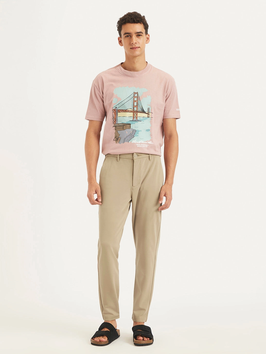 NonRestrictiveFit Odor Control Technology Men's Beige Regular Fit Trousers